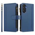 For Samsung Galaxy M55 / C55 5G Magnetic Closure 9 Card Slots Zipper Leather Case with Hand Strap(Dark Blue) - 2