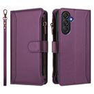 For Samsung Galaxy M55 / C55 5G Magnetic Closure 9 Card Slots Zipper Leather Case with Hand Strap(Purple) - 2