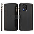 For Samsung Galaxy M62 / F62 4G Magnetic Closure 9 Card Slots Zipper Leather Case with Hand Strap(Black) - 2