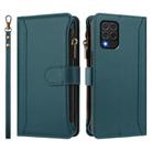 For Samsung Galaxy M62 / F62 4G Magnetic Closure 9 Card Slots Zipper Leather Case with Hand Strap(Dark Green) - 2