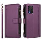For Samsung Galaxy M62 / F62 4G Magnetic Closure 9 Card Slots Zipper Leather Case with Hand Strap(Purple) - 2