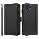 For Samsung Galaxy M56 5G Magnetic Closure 9 Card Slots Zipper Leather Case with Hand Strap(Black) - 2