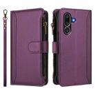 For Samsung Galaxy M56 5G Magnetic Closure 9 Card Slots Zipper Leather Case with Hand Strap(Purple) - 2