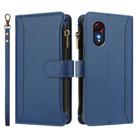 For Samsung Galaxy XCover 5 Magnetic Closure 9 Card Slots Zipper Leather Case with Hand Strap(Dark Blue) - 2