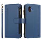 For Samsung Galaxy XCover6 Pro Magnetic Closure 9 Card Slots Zipper Leather Case with Hand Strap(Dark Blue) - 2