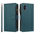 For Samsung Galaxy XCover6 Pro Magnetic Closure 9 Card Slots Zipper Leather Case with Hand Strap(Dark Green) - 2