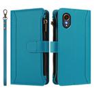 For Samsung Galaxy XCover 7 Magnetic Closure 9 Card Slots Zipper Leather Case with Hand Strap(Turquoise) - 2
