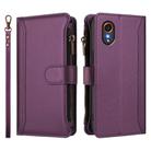 For Samsung Galaxy XCover 7 Magnetic Closure 9 Card Slots Zipper Leather Case with Hand Strap(Purple) - 2