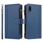 For Samsung Galaxy A02 / M02 Magnetic Closure 9 Card Slots Zipper Leather Case with Hand Strap(Dark Blue) - 2