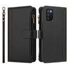 For Samsung Galaxy A02s 164mm Magnetic Closure 9 Card Slots Zipper Leather Case with Hand Strap(Black) - 2