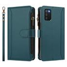 For Samsung Galaxy A02s 164mm Magnetic Closure 9 Card Slots Zipper Leather Case with Hand Strap(Dark Green) - 2