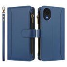 For Samsung Galaxy A04 Core / A03 Core Magnetic Closure 9 Card Slots Zipper Leather Case with Hand Strap(Dark Blue) - 2