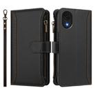For Samsung Galaxy A04 Core / A03 Core Magnetic Closure 9 Card Slots Zipper Leather Case with Hand Strap(Black) - 2