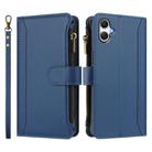 For Samsung Galaxy A05 / M05 / F05 4G Magnetic Closure 9 Card Slots Zipper Leather Case with Hand Strap(Dark Blue) - 2