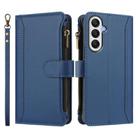 For Samsung Galaxy A05s / F14 4G Magnetic Closure 9 Card Slots Zipper Leather Case with Hand Strap(Dark Blue) - 2