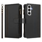 For Samsung Galaxy A05s / F14 4G Magnetic Closure 9 Card Slots Zipper Leather Case with Hand Strap(Black) - 2