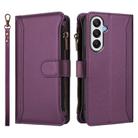 For Samsung Galaxy A05s / F14 4G Magnetic Closure 9 Card Slots Zipper Leather Case with Hand Strap(Purple) - 2