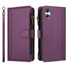 For Samsung Galaxy A06 4G / 5G Magnetic Closure 9 Card Slots Zipper Leather Case with Hand Strap(Purple) - 2