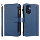 For Samsung Galaxy A13 5G / 4G / A04s Magnetic Closure 9 Card Slots Zipper Leather Case with Hand Strap(Dark Blue) - 2