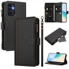 For Samsung Galaxy A13 5G / 4G / A04s Magnetic Closure 9 Card Slots Zipper Leather Case with Hand Strap(Black) - 1
