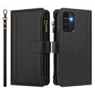 For Samsung Galaxy A13 5G / 4G / A04s Magnetic Closure 9 Card Slots Zipper Leather Case with Hand Strap(Black) - 2