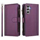 For Samsung Galaxy A14 5G / 4G Magnetic Closure 9 Card Slots Zipper Leather Case with Hand Strap(Purple) - 2