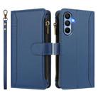 For Samsung Galaxy A15 5G / 4G Magnetic Closure 9 Card Slots Zipper Leather Case with Hand Strap(Dark Blue) - 2