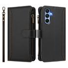 For Samsung Galaxy A15 5G / 4G Magnetic Closure 9 Card Slots Zipper Leather Case with Hand Strap(Black) - 2