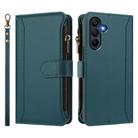 For Samsung Galaxy A16 5G / 4G Magnetic Closure 9 Card Slots Zipper Leather Case with Hand Strap(Dark Green) - 2