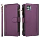 For Samsung Galaxy A22 5G / A22s / F42 Magnetic Closure 9 Card Slots Zipper Leather Case with Hand Strap(Purple) - 2