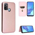 For OPPO A53 / A32 (2020) Carbon Fiber Texture Horizontal Flip TPU + PC + PU Leather Case with Card Slot & Lanyard(Pink) - 1