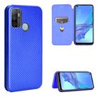 For OPPO A53 / A32 (2020) Carbon Fiber Texture Horizontal Flip TPU + PC + PU Leather Case with Card Slot & Lanyard(Blue) - 1