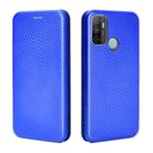 For OPPO A53 / A32 (2020) Carbon Fiber Texture Horizontal Flip TPU + PC + PU Leather Case with Card Slot & Lanyard(Blue) - 2