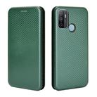 For OPPO A53 / A32 (2020) Carbon Fiber Texture Horizontal Flip TPU + PC + PU Leather Case with Card Slot & Lanyard(Green) - 1