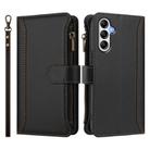 For Samsung Galaxy A25 5G Magnetic Closure 9 Card Slots Zipper Leather Case with Hand Strap(Black) - 2