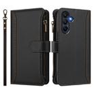For Samsung Galaxy A26 5G Magnetic Closure 9 Card Slots Zipper Leather Case with Hand Strap(Black) - 2
