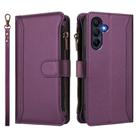 For Samsung Galaxy A26 5G Magnetic Closure 9 Card Slots Zipper Leather Case with Hand Strap(Purple) - 2