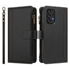For Samsung Galaxy A33 5G Magnetic Closure 9 Card Slots Zipper Leather Case with Hand Strap(Black) - 2