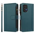 For Samsung Galaxy A33 5G Magnetic Closure 9 Card Slots Zipper Leather Case with Hand Strap(Dark Green) - 2