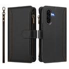 For Samsung Galaxy A36 5G Magnetic Closure 9 Card Slots Zipper Leather Case with Hand Strap(Black) - 2