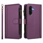 For Samsung Galaxy A36 5G Magnetic Closure 9 Card Slots Zipper Leather Case with Hand Strap(Purple) - 2