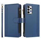 For Samsung Galaxy A52 5G / 4G / A52s Magnetic Closure 9 Card Slots Zipper Leather Case with Hand Strap(Dark Blue) - 2