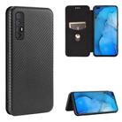 For OPPO Reno3 Pro Overseas Version (India / Southeast Asia) Carbon Fiber Texture Horizontal Flip TPU + PC + PU Leather Case with Card Slot & Lanyard(Black) - 1