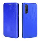 For OPPO Reno3 Pro Overseas Version (India / Southeast Asia) Carbon Fiber Texture Horizontal Flip TPU + PC + PU Leather Case with Card Slot & Lanyard(Blue) - 2