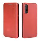 For OPPO Reno3 Pro Overseas Version (India / Southeast Asia) Carbon Fiber Texture Horizontal Flip TPU + PC + PU Leather Case with Card Slot & Lanyard(Brown) - 2