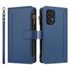 For Samsung Galaxy A53 5G Magnetic Closure 9 Card Slots Zipper Leather Case with Hand Strap(Dark Blue) - 2