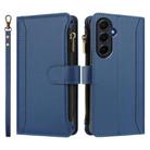 For Samsung Galaxy A55 5G Magnetic Closure 9 Card Slots Zipper Leather Case with Hand Strap(Dark Blue) - 2