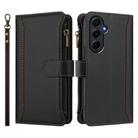 For Samsung Galaxy A55 5G Magnetic Closure 9 Card Slots Zipper Leather Case with Hand Strap(Black) - 2