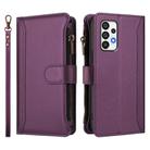 For Samsung Galaxy A72 5G / 4G Magnetic Closure 9 Card Slots Zipper Leather Case with Hand Strap(Purple) - 2