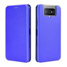 For Asus Zenfone 7 ZS670KS / Zenfone 7 Pro ZS671KS Carbon Fiber Texture Horizontal Flip TPU + PC + PU Leather Case with Card Slot & Lanyard(Blue) - 2